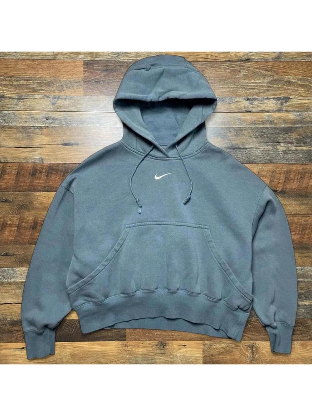 Nike Fleece Baby Blue Hoodie Women’s XS Boxy Cropped Center Swoosh.